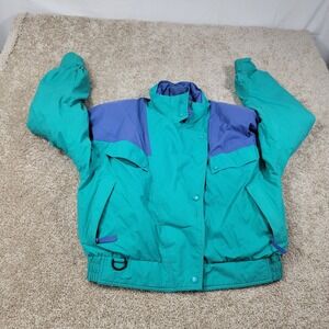 Eddie Bauer Men's Size Large Teal Quilted Goose Down Parka Puffer Jacket Vintage